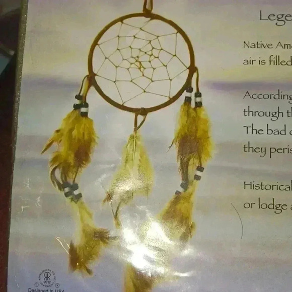 NIP Wind Chime Legend of the Dreamcatcher Dream Catcher w/ Feathers - Brown - Picture 3 of 5